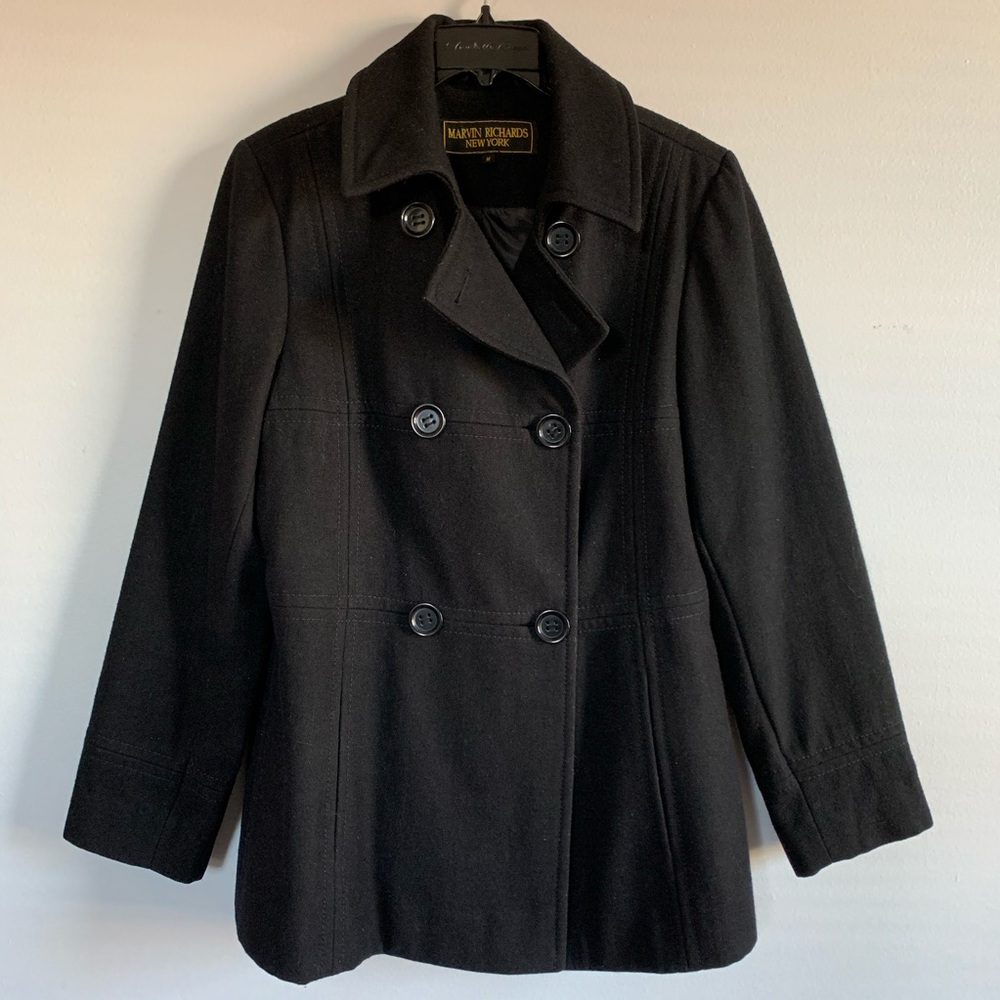 Marvin Richards wool blend double breasted coat M